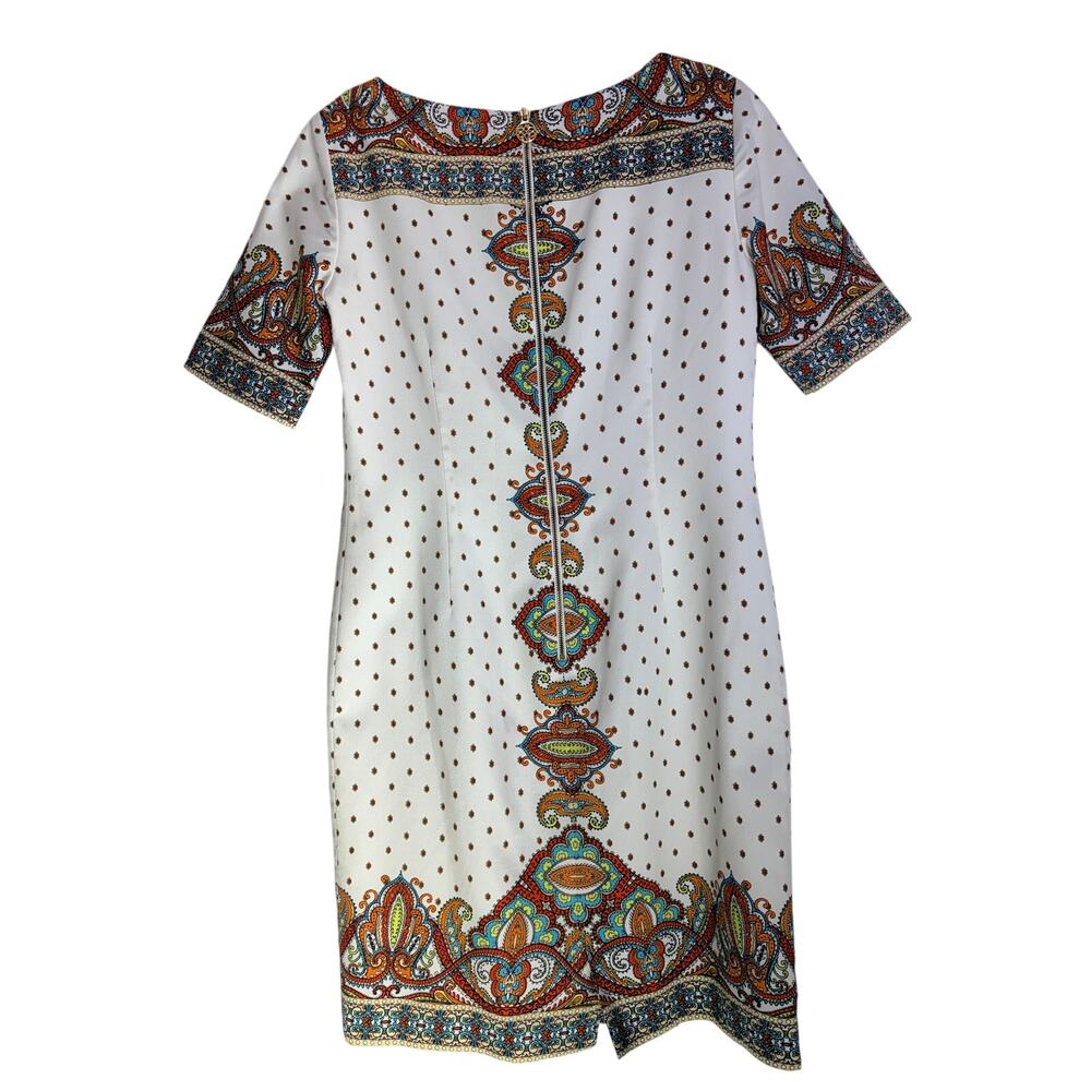 Antonio Melani Paisley Shift Dress Women Size 2 Multicolor Zip Back - Picture 2 of 12